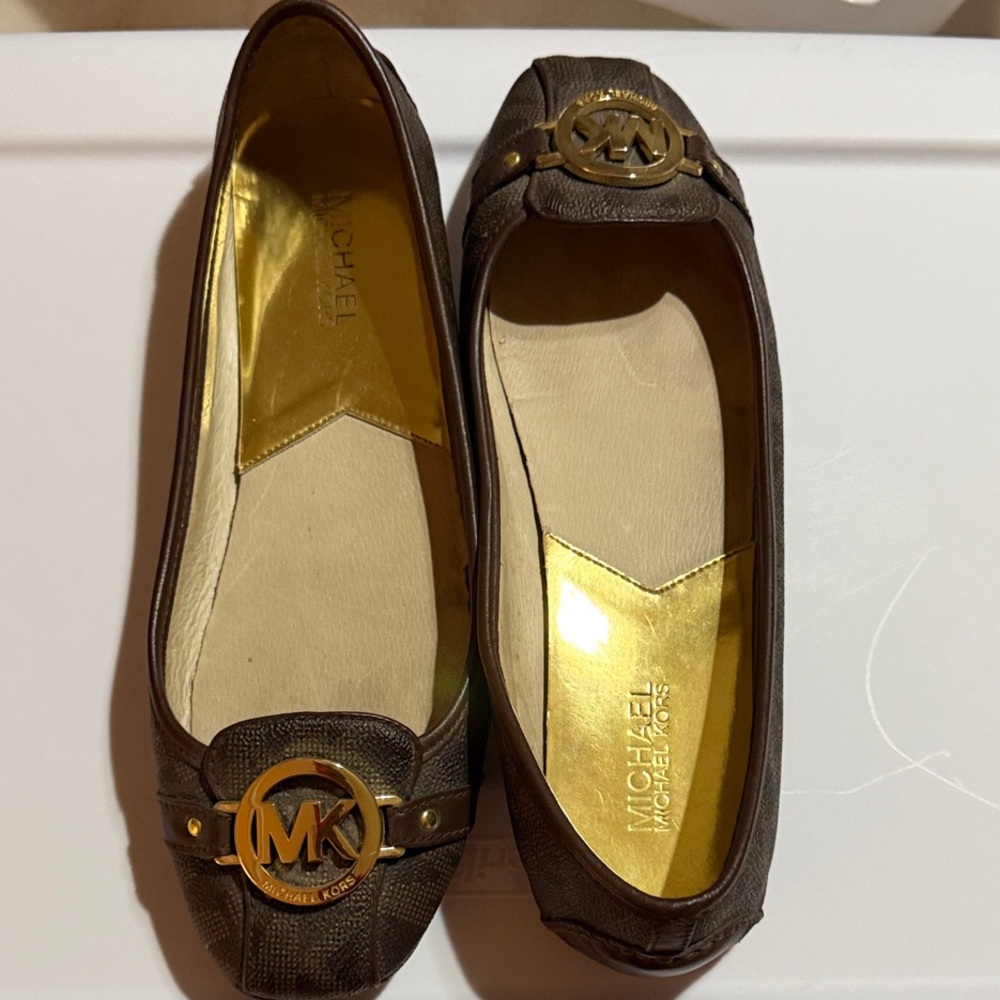 Michael Kors Dark Brown Lillie signature logo moccasins